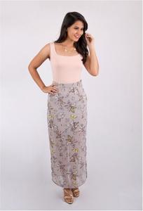 Grey Printed Maxi Skirt