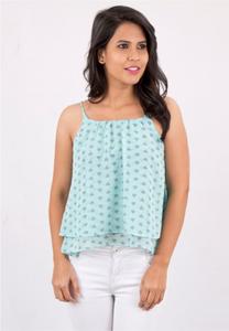 Blue Printed Spaghetti Top