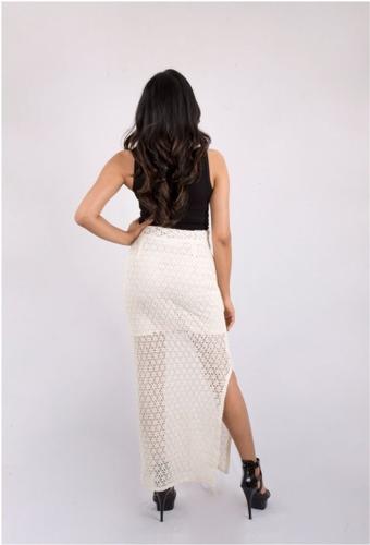 Off White Crochet Maxi Skirt